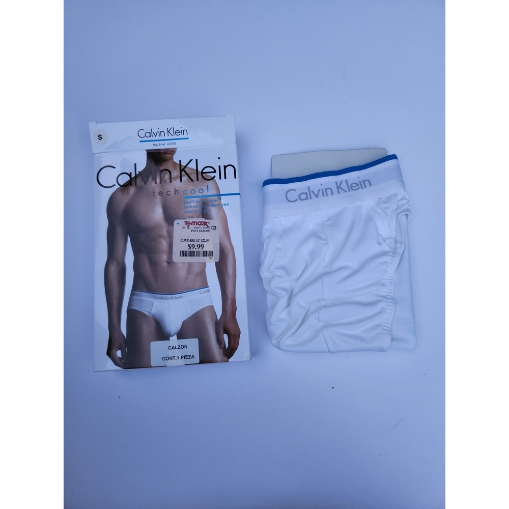 Calvin Klein Hip Brief White Tech Cool RealCool Cotton U2728D Size S - Picture 1 of 4